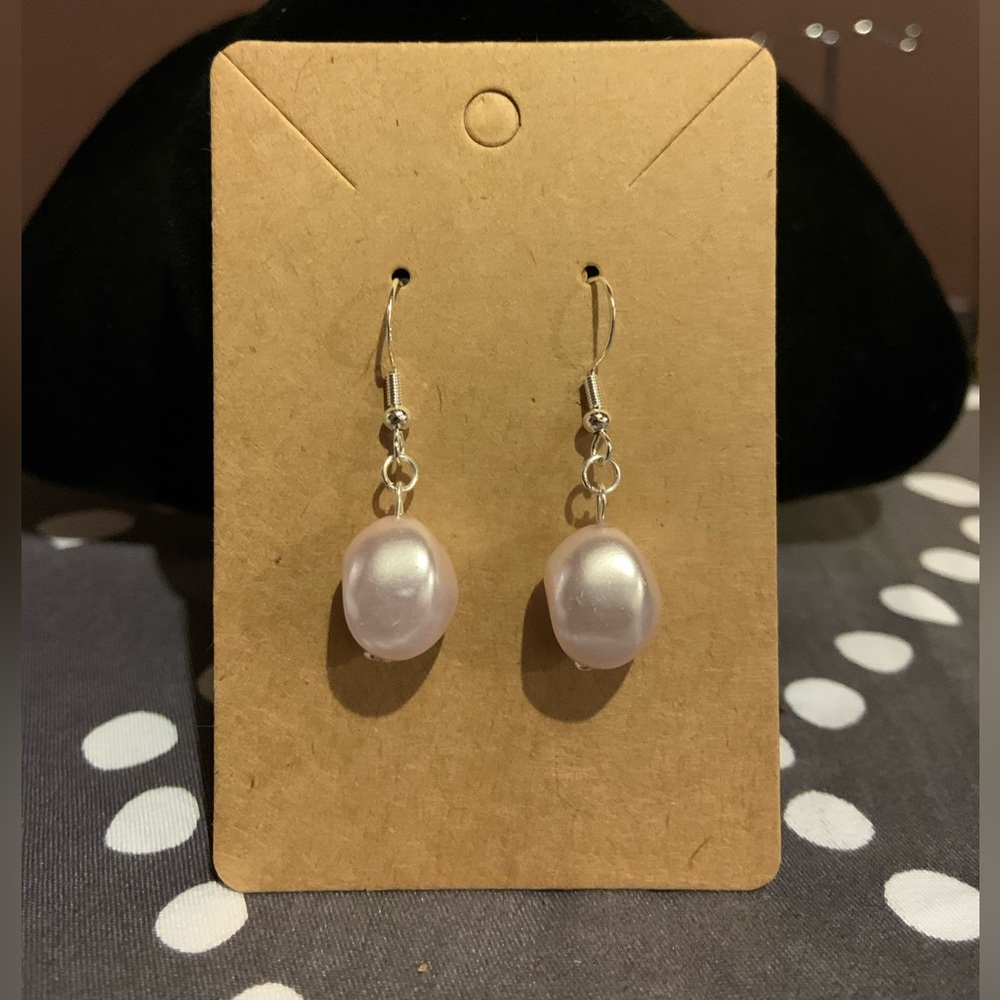 Pink pearl earrings, handmade sterling silver, NWOT